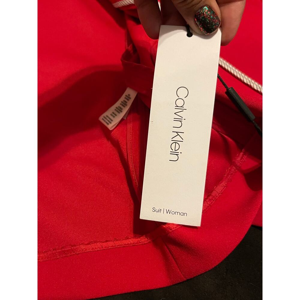 Calvin Klein Collarless Solid Red Blazer NWT 20W … - image 9